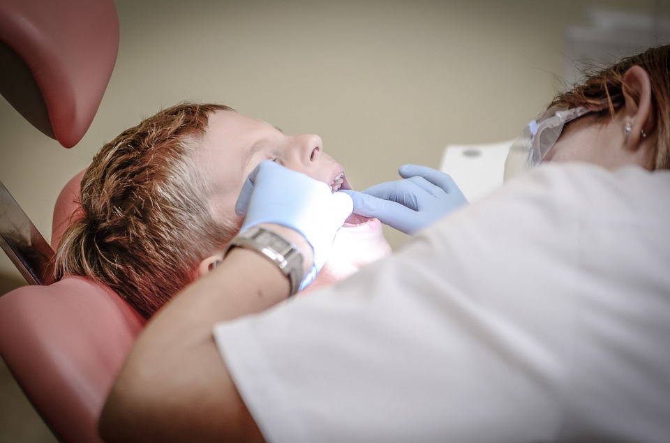 Child having dental procedure